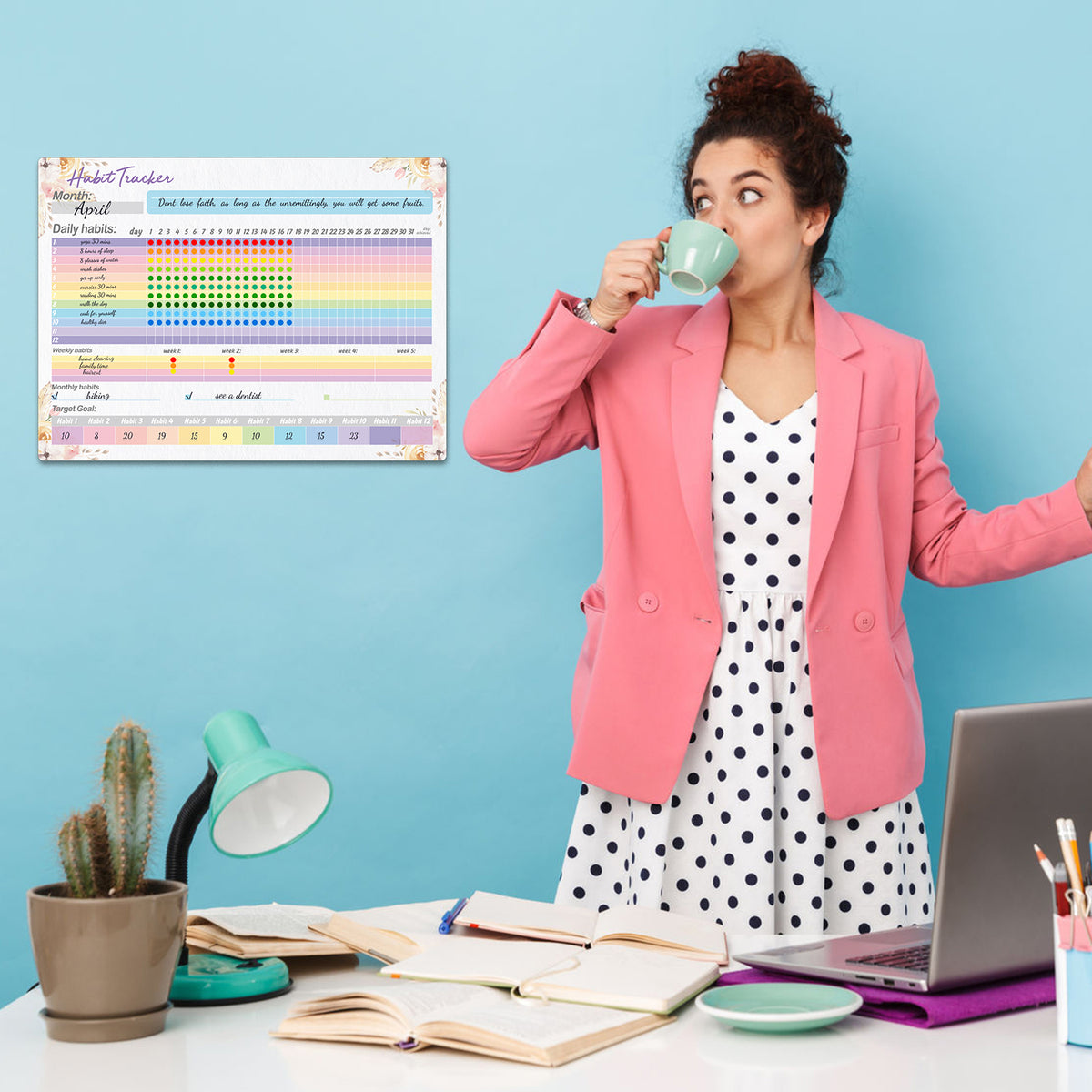 Dry Erase Habit Tracker Calendar Magnetic Refrigerator Organizer