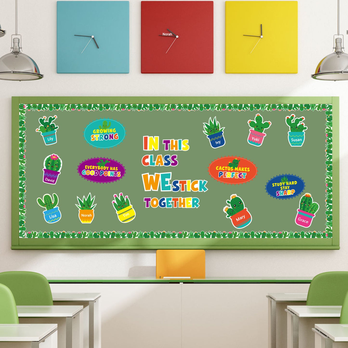 45pcs Cactus Classroom Bulletin Board Decoration Set