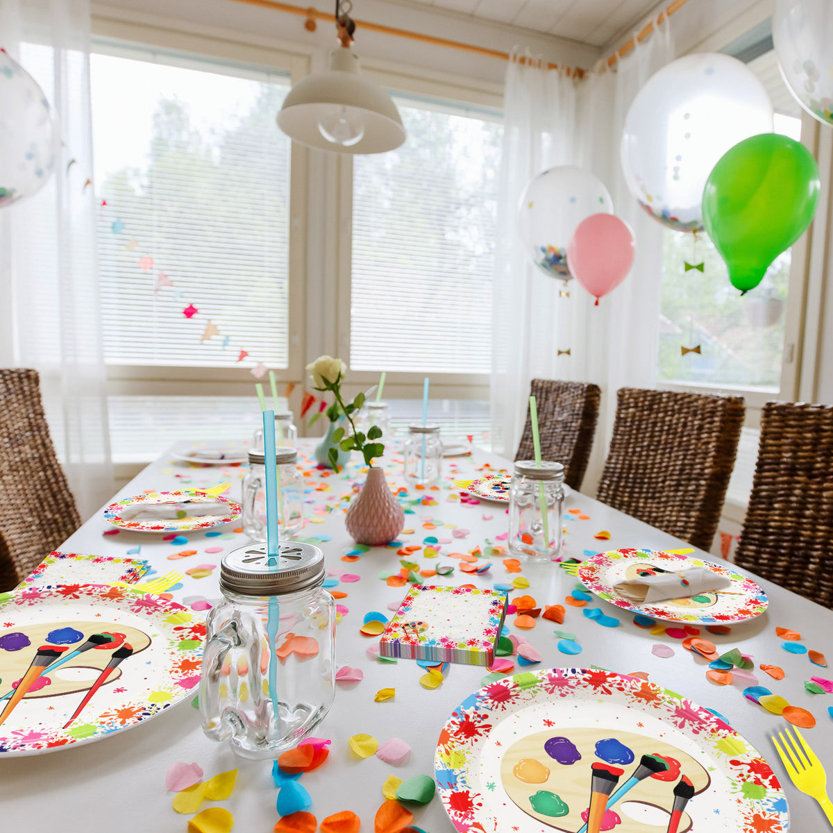 96 Pcs ART paint Party Tableware Decoration Supplies for 24 Guests