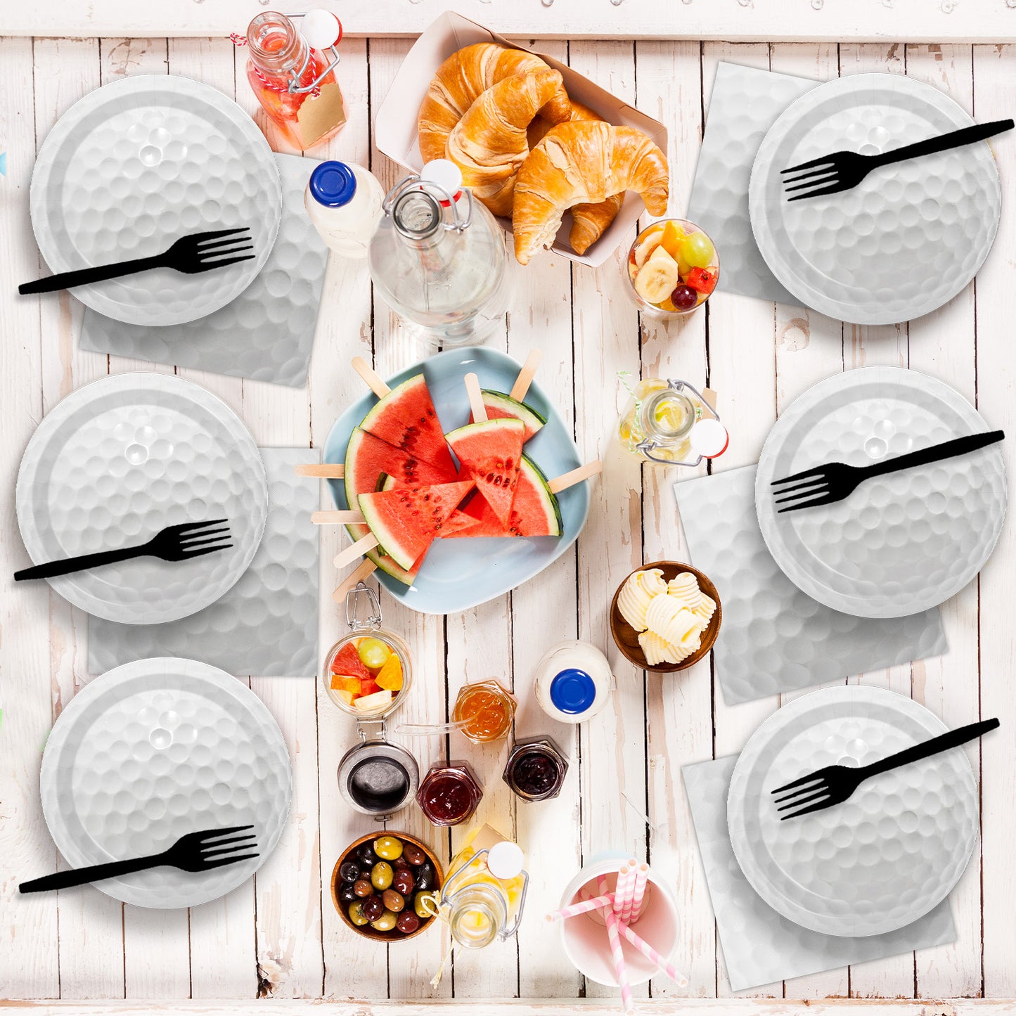 Disposable Golf Party Dessert Plates,Set of 24