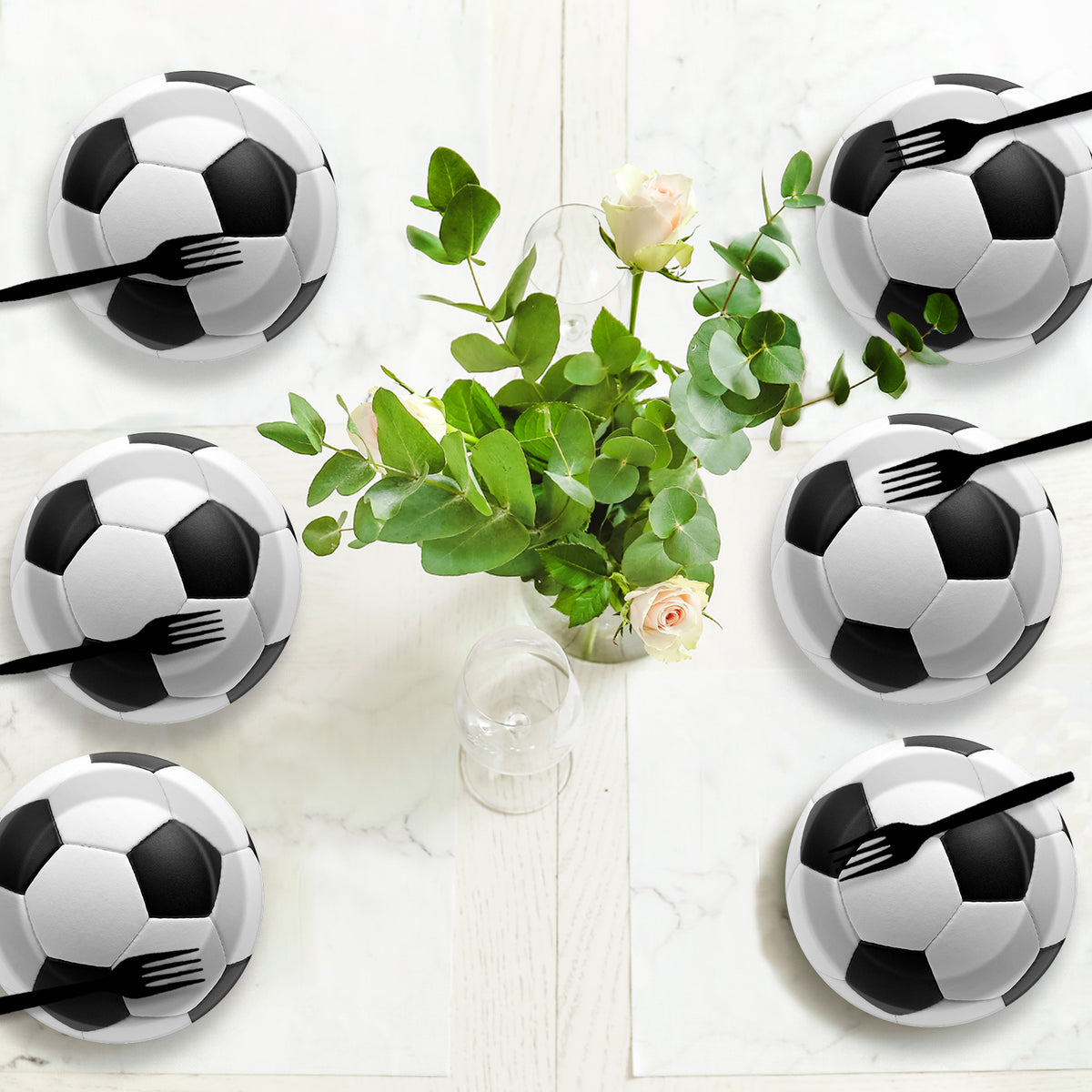 Disposable Soccer Party Dessert Plates,Set of 24