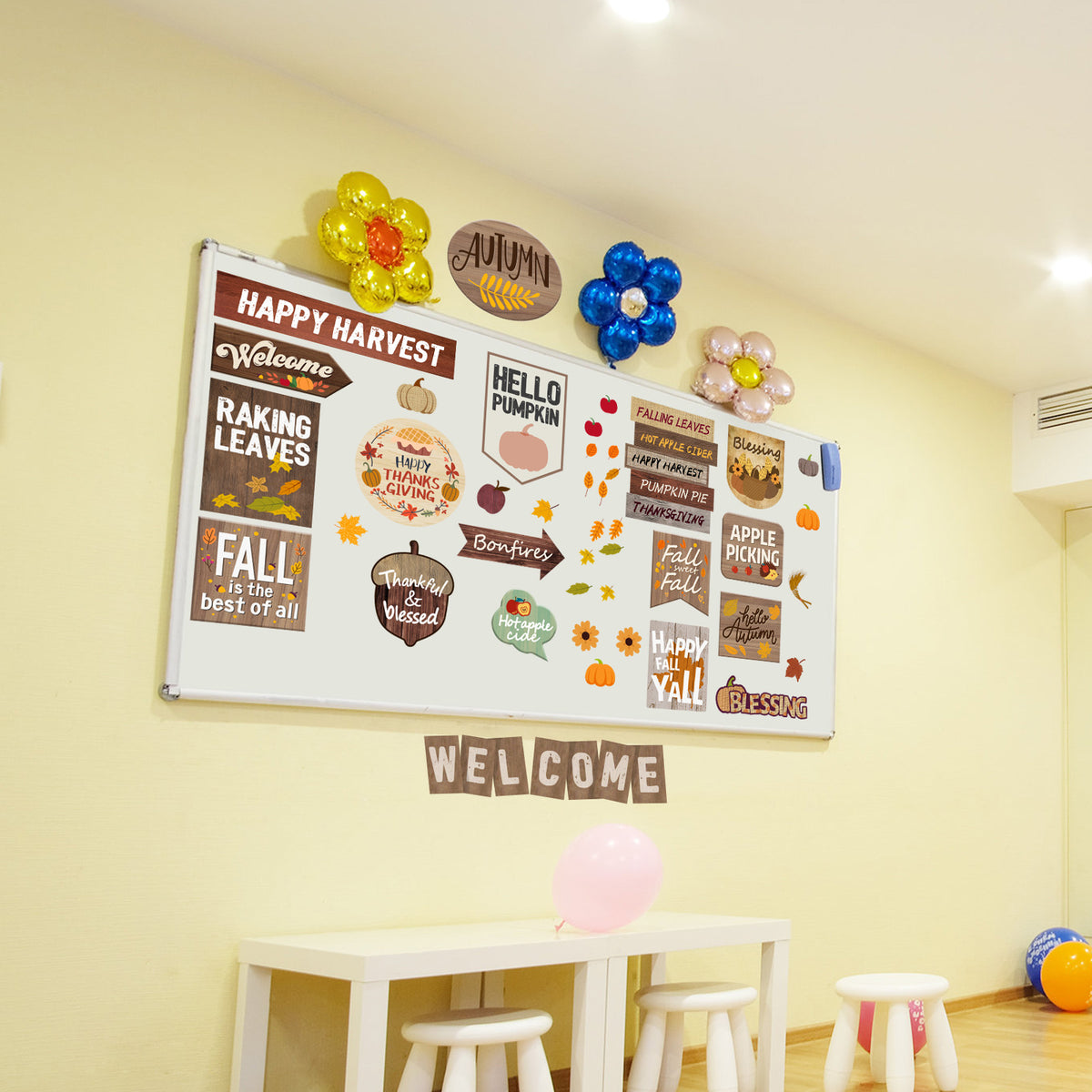 45 Pieces Thanksgiving Autumn Fall Bulletin Board Borders Decorations