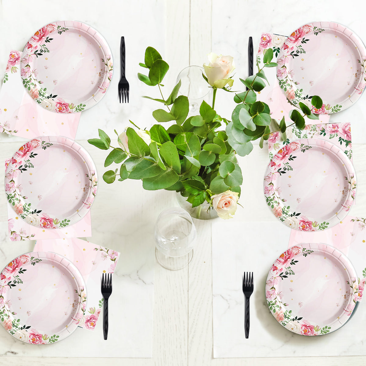 Disposable Floral Party Dessert Plates,Set of 24