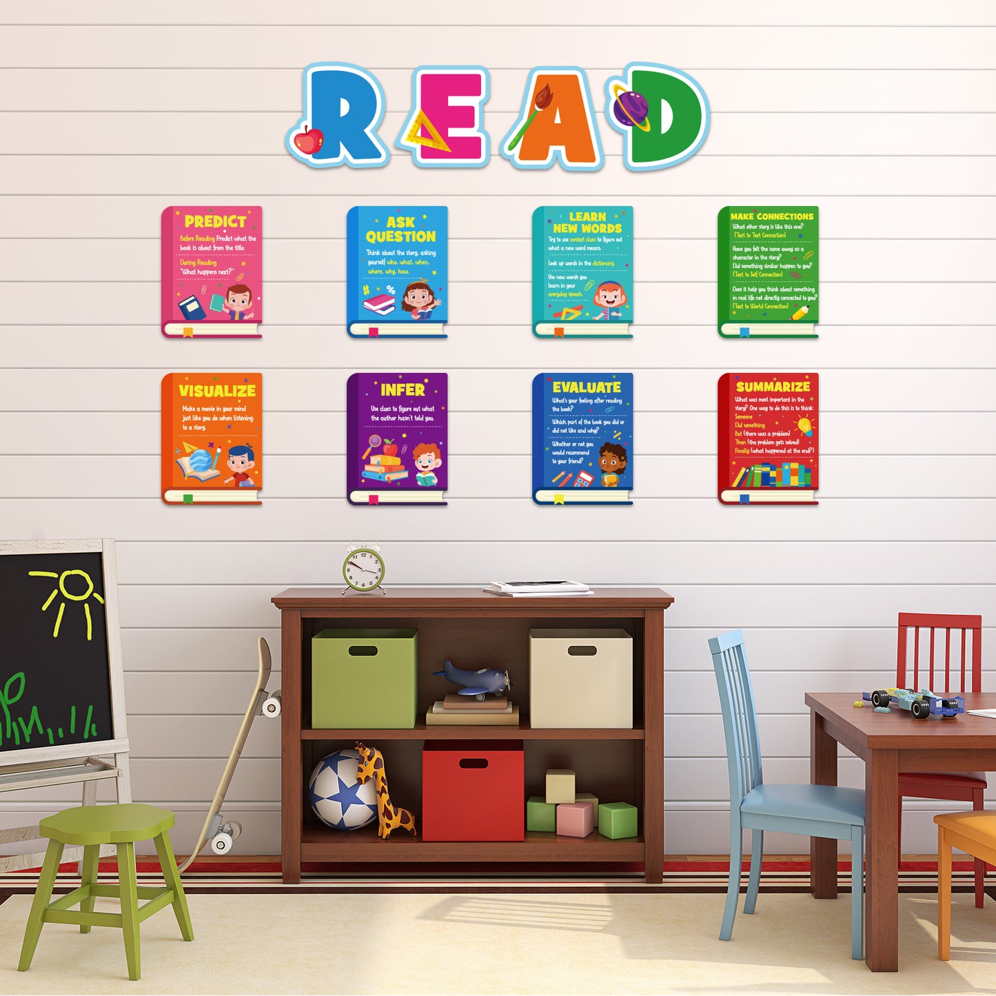 12 Pack Colorful Reading Strategy Posters Classroom Decorations Bulletin Board