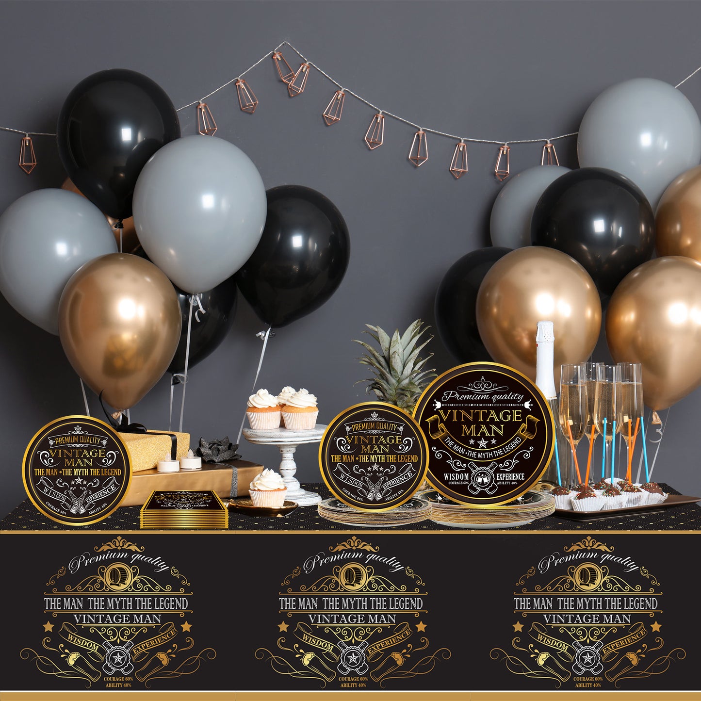 98 Pcs Vintage Aged Party Supplies for 24 Guests