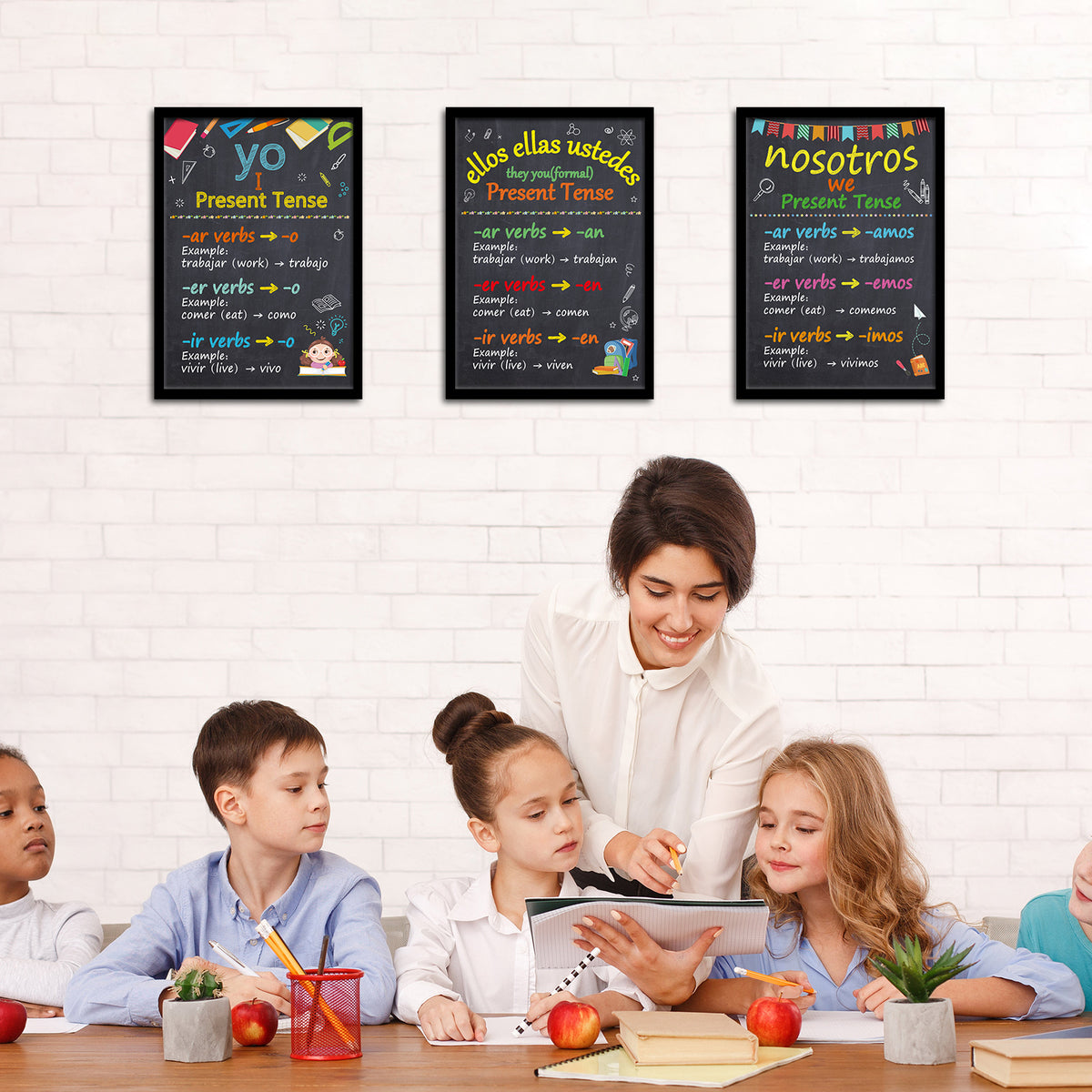 6 Pieces Spanish Verb Conjugation Posters Spanish Grammar Educational Posters