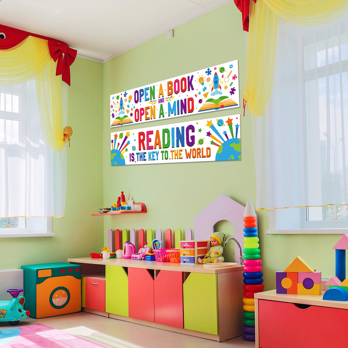 Classroom Decorations Reading Banner Open a Book & Open a Mind