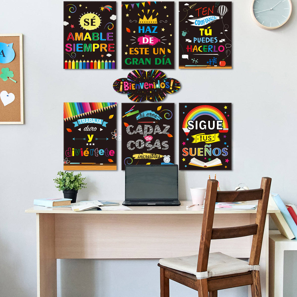 7 Pieces Bienvenidos Sign Spanish Posters Spanish Inspirational Posters