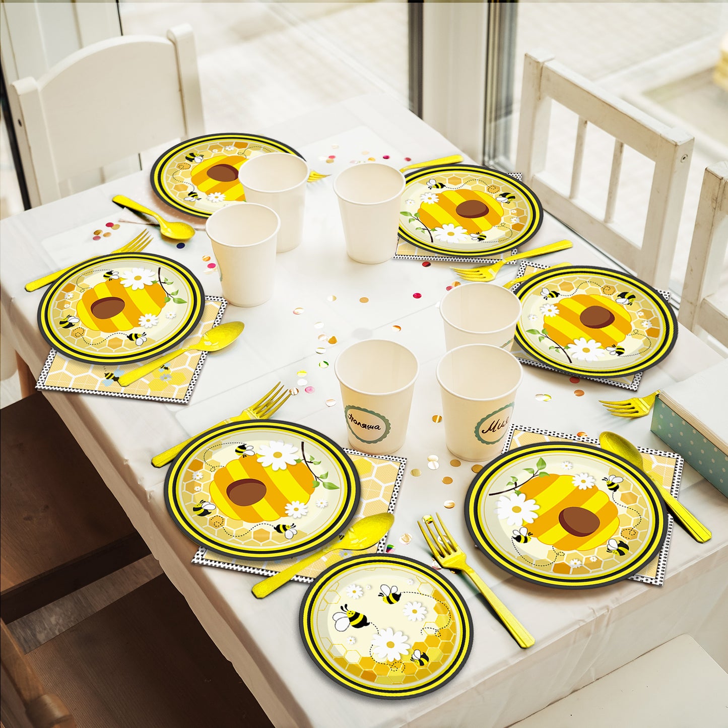 Bee tableware set - baby shower or birthday party supplies