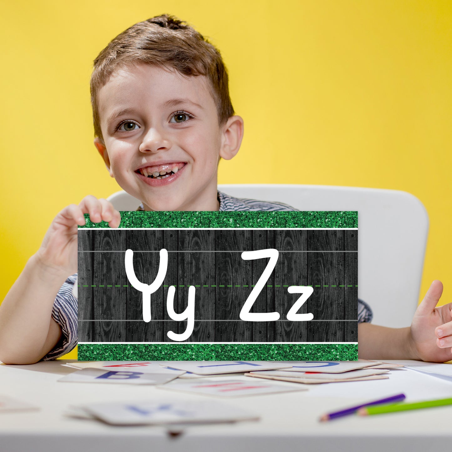 12 Pieces Alphabet Bulletin Board Strips Set Alphabet Line & Number Border Posters(Modern Farmhouse)