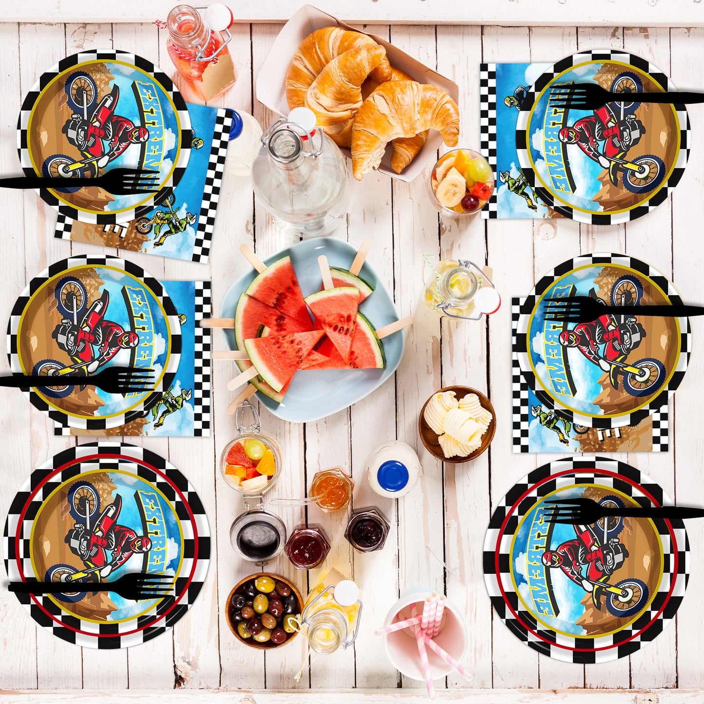 Disposable Dirt Bike Theme Party Napkins,Set of 50 Counts