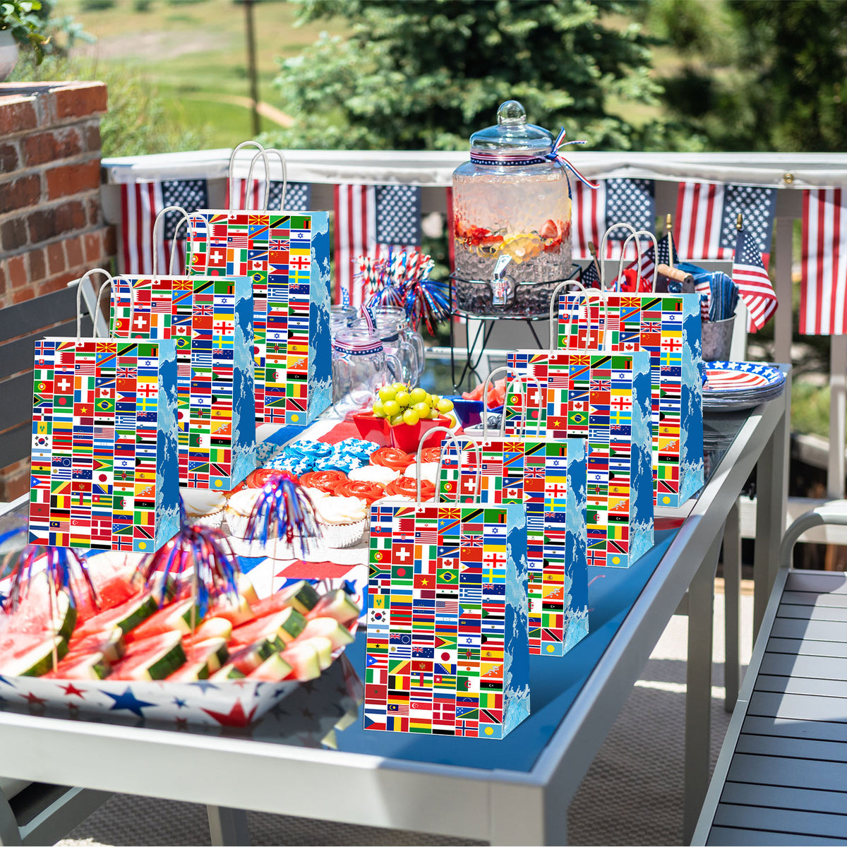 12 Pcs World Country Flags Party Supplies Bags