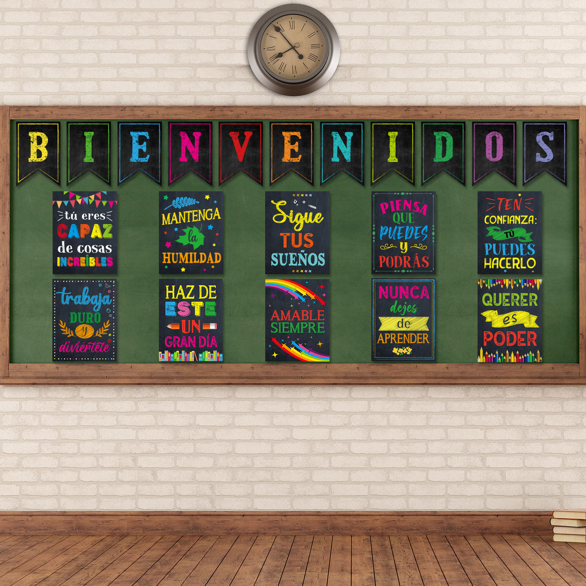21 Pack Spanish Bienvenidos Inspirational Posters Spanish Classroom Decorations - Colourful