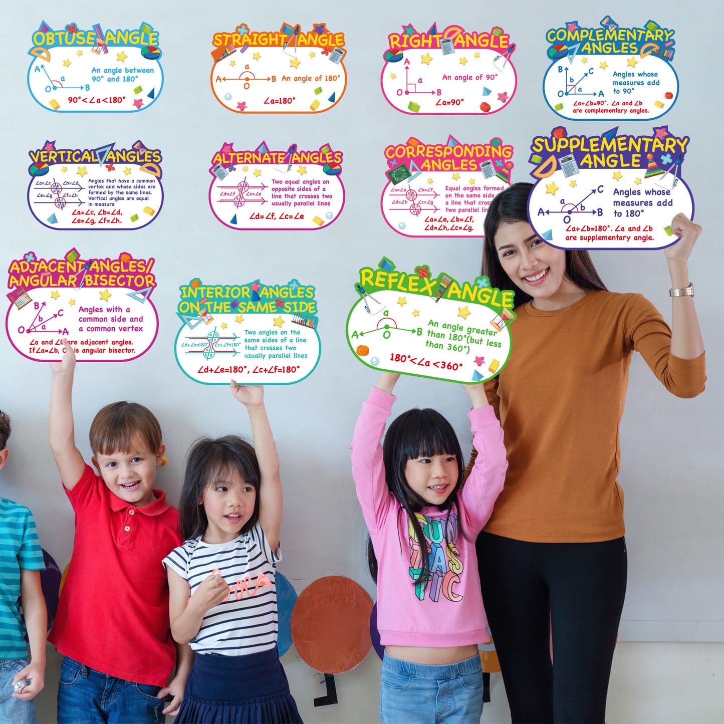 20 Pieces Math Classroom Posters Types of Angles Bulletin Board Set