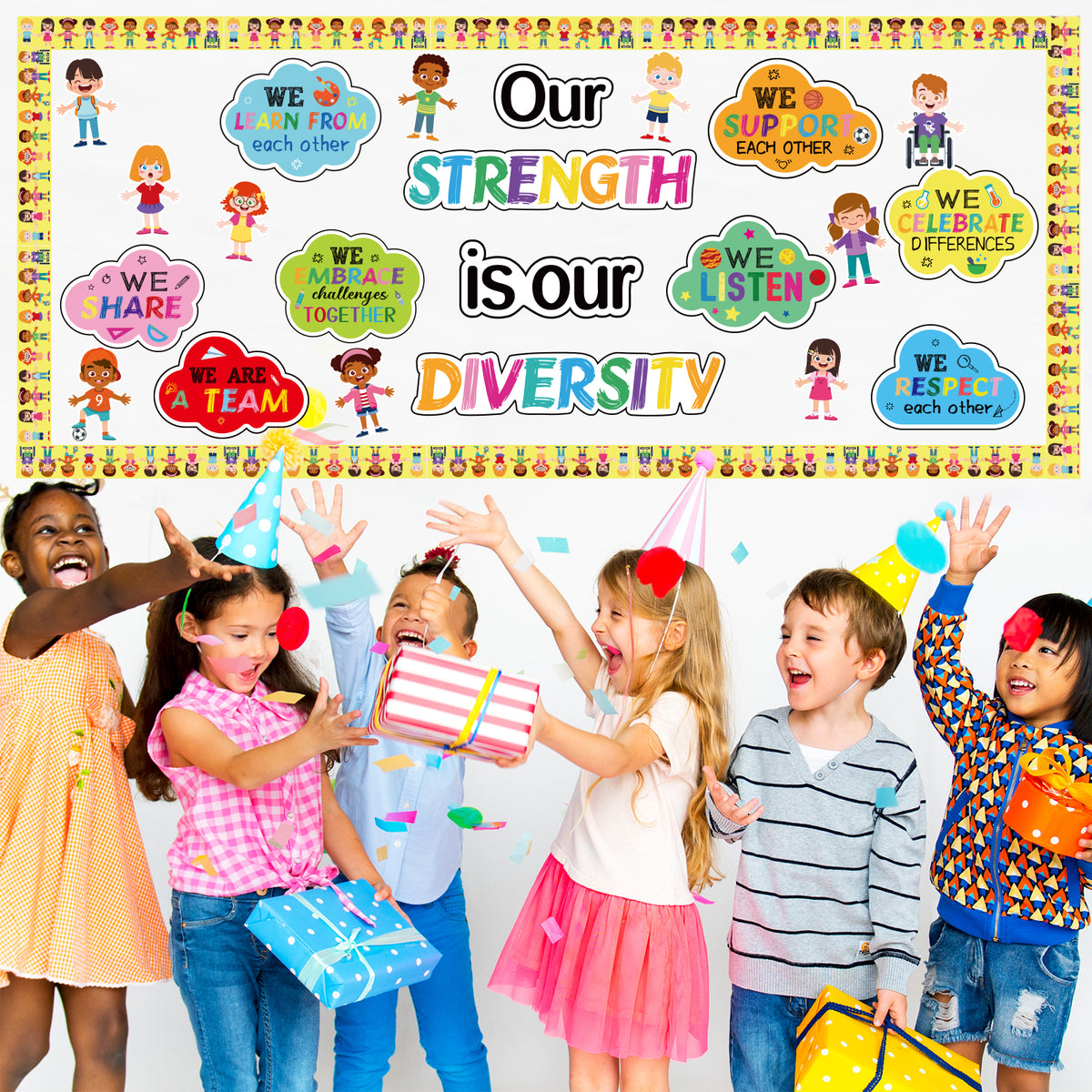 66 Pieces Diversity Bulletin Board Decoration Set (Our Diversity is Our Strength)
