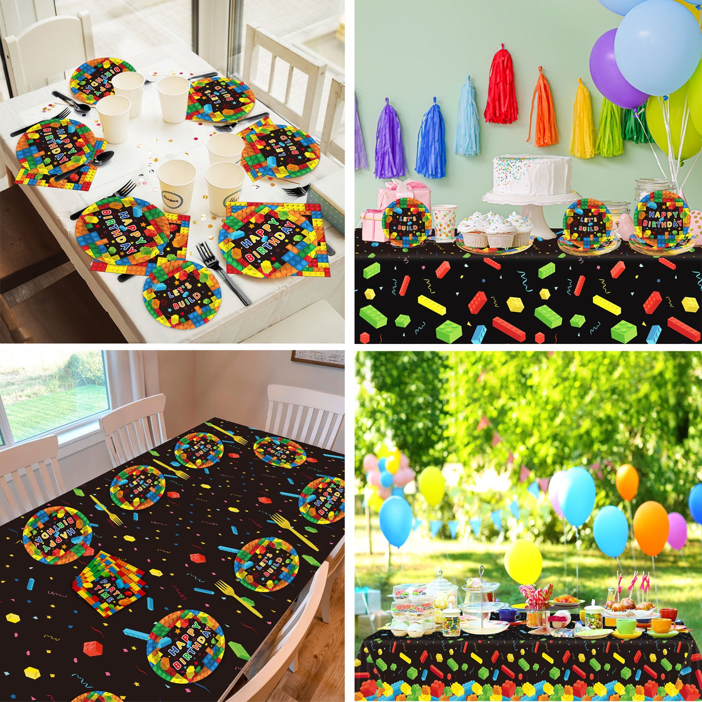 98 Pcs Building Blocks Birthday Party Supplies for 24 Guests