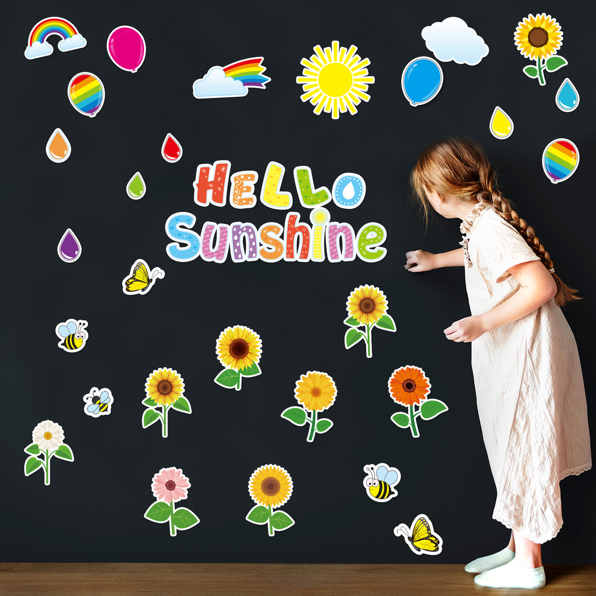 Hello Sunshine Cut-Outs Colorful Sunflower Inspirational Classroom Decoration