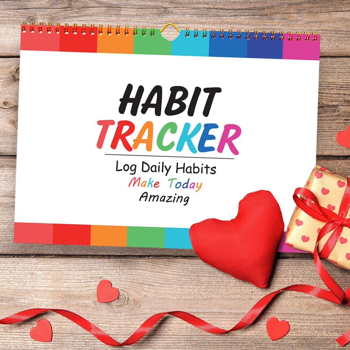 Colorful Habit Tracker Calendar Goal Planner with Spiral Binding - 12+2 Month