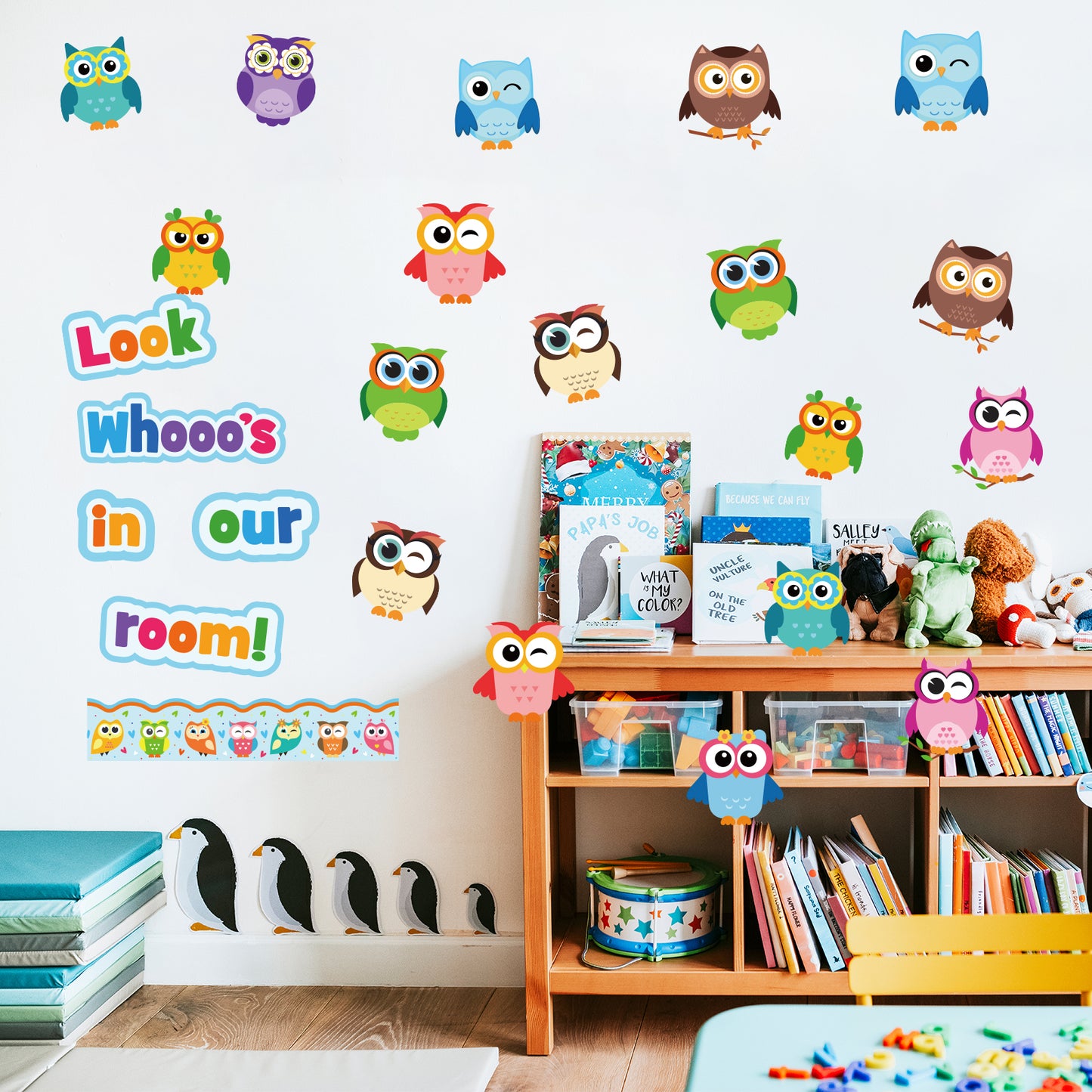 60 Pieces Colorful Owls Bulletin Board Decoration Set (Look whooos in our room)