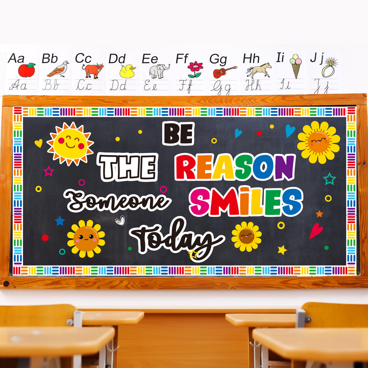 Be The Reason Someone Smile Today Classroom Bulletin Board Decoration Set - 152 Pieces