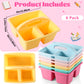 6 Pack Plastic Classroom Organizer Caddy with Handle, Pastel 3 Compartment, Portable Supply Storage Caddy, Craft Art Caddies for Pencil, Crayon, Marker, Home, Office, School Supplies