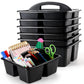 Sleek Black Classroom Table Caddies | Set of 6 Portable Supply Organizers