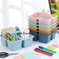 6 Pack Classroom Caddy with Handle Plastic Storage Caddy Organizer with 3 Compartments Desk Caddies Holder Portable Storage Bin for Pencil, Crayon, Marker, Home, Office, School Supply(Retro)