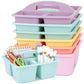 6 Pack Classroom Caddy with Handle Plastic Storage Caddy Organizer with 3 Compartments Desk Caddies Holder Portable Storage Bin for Pencil, Crayon, Marker, Home, Office, School Supply(Pastel)