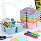 6 Pack Classroom Caddy with Handle Plastic Storage Caddy Organizer with 3 Compartments Desk Caddies Holder Portable Storage Bin for Pencil, Crayon, Marker, Home, Office, School Supply(Pastel)