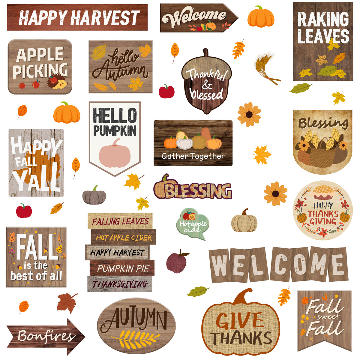 45 Pieces Thanksgiving Autumn Fall Bulletin Board Borders Decorations