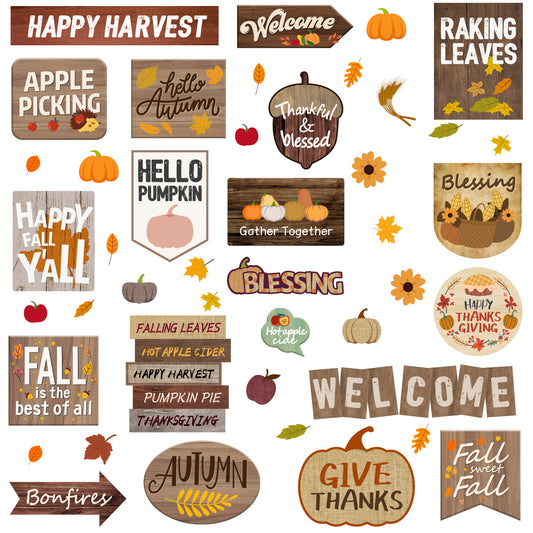 45 Pieces Thanksgiving Autumn Fall Bulletin Board Borders Decorations