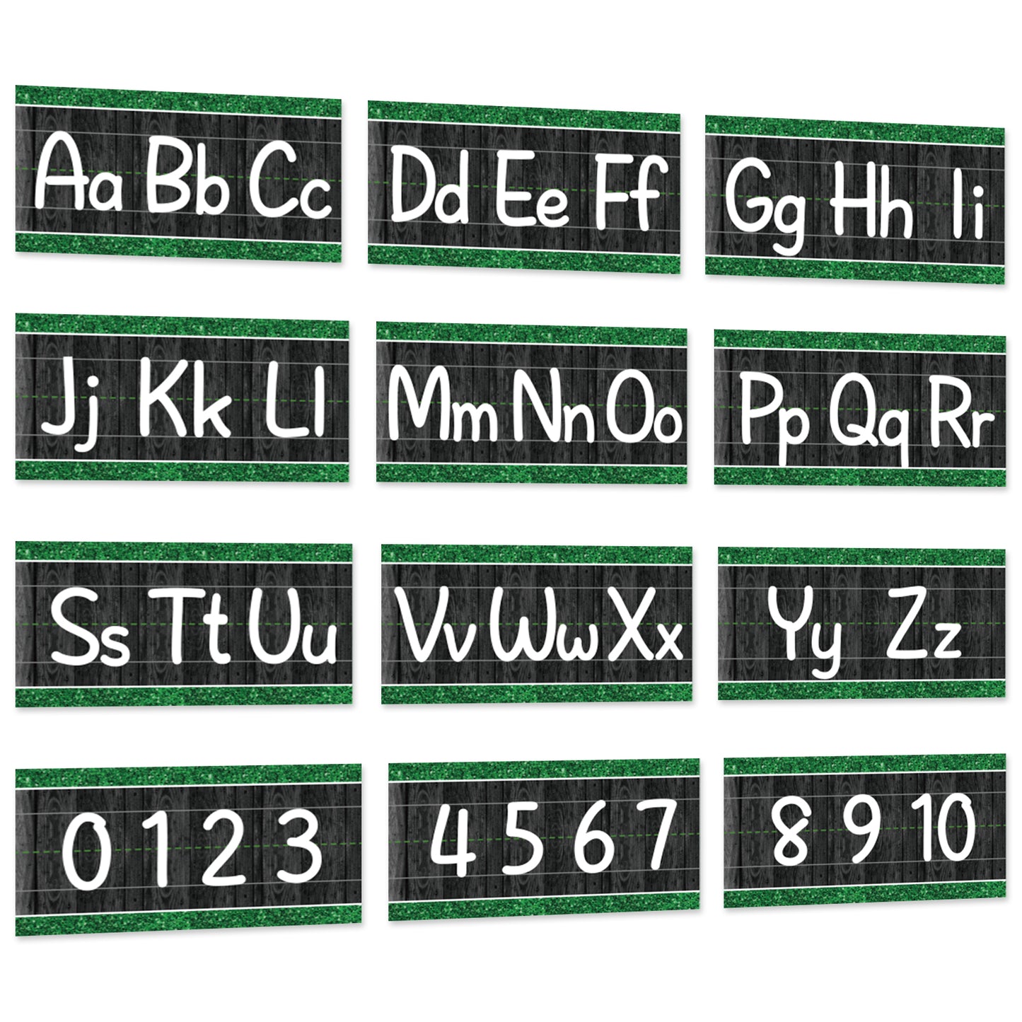 12 Pieces Alphabet Bulletin Board Strips Set Alphabet Line & Number Border Posters(Modern Farmhouse)