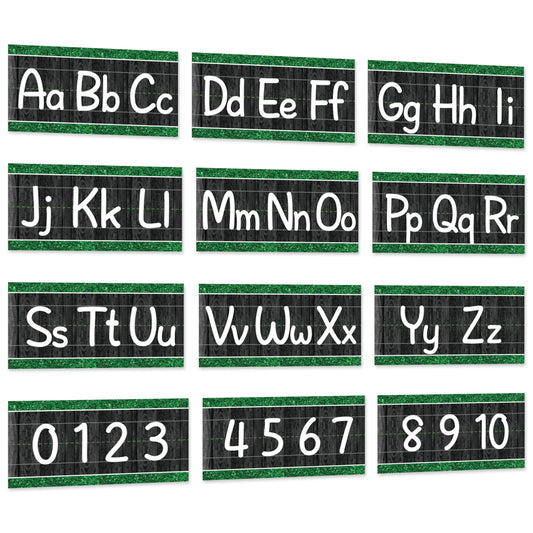 12 Pieces Alphabet Bulletin Board Strips Set Alphabet Line & Number Border Posters(Modern Farmhouse)