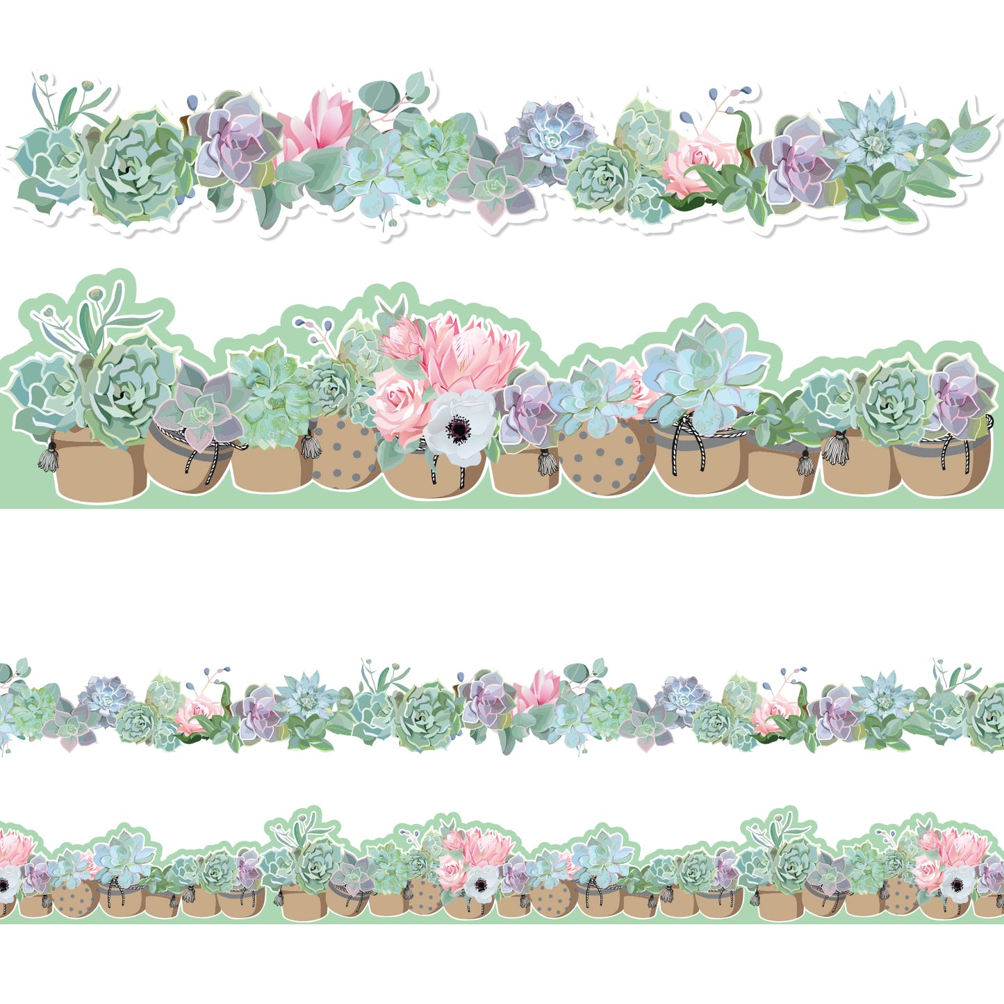 69ft Succulents Bulletin Board Borders for School Classroom Office Party Wall Decor