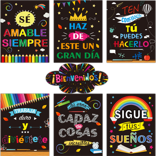 7 Pieces Bienvenidos Sign Spanish Posters Spanish Inspirational Posters