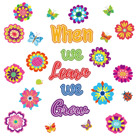 75 Pieces Flowers Cut-Outs Colorful Flowers Classroom Decoration