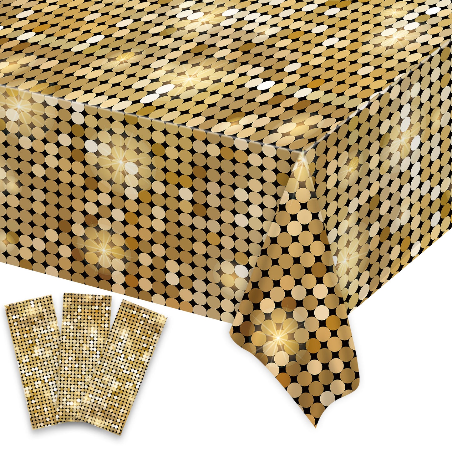 Set of 3 Disco Themed Party Table Cover Decorations 108 x 51 inch