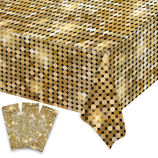 Set of 3 Disco Themed Party Table Cover Decorations 108 x 51 inch