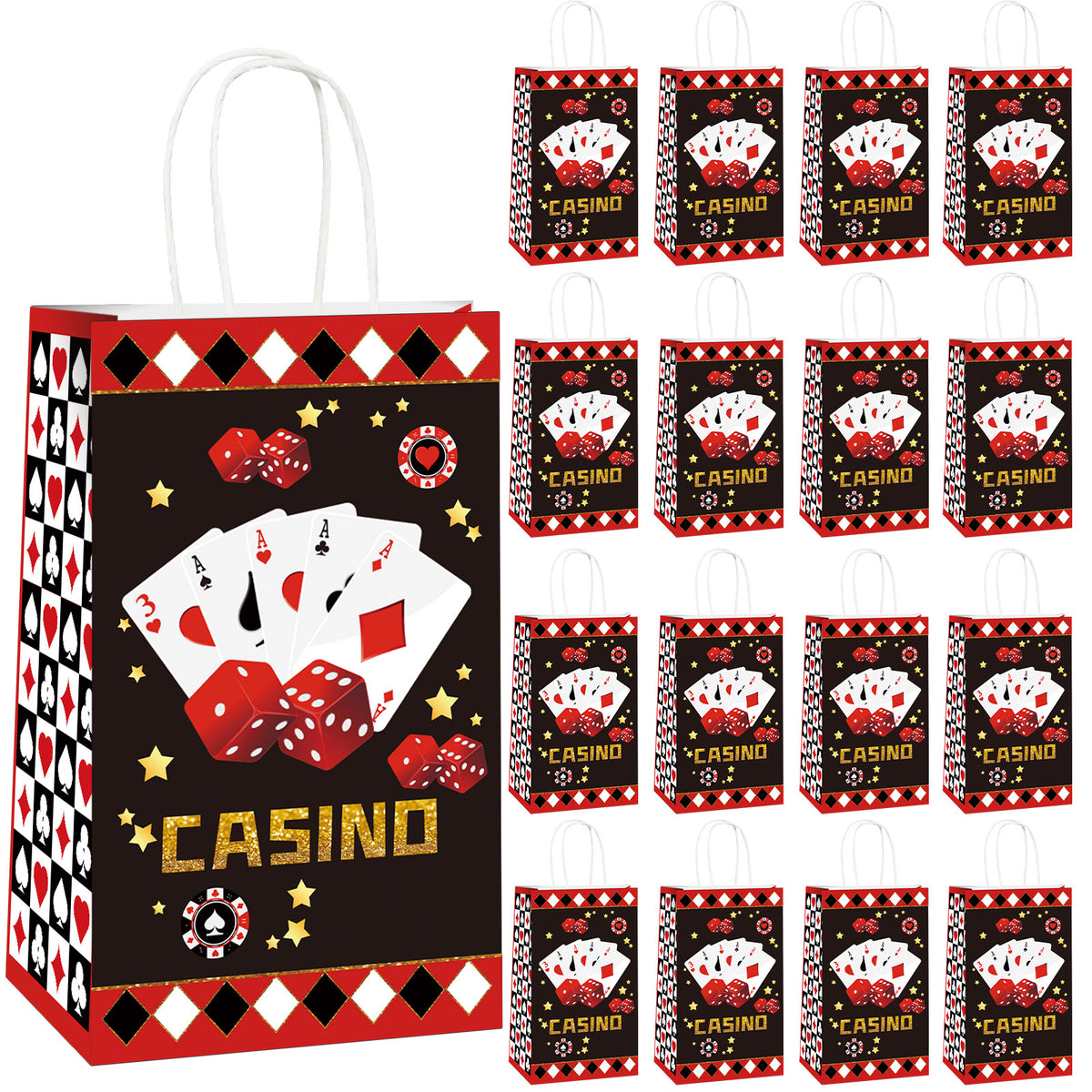 16 Pcs Casino Party Candy Favor Bags Supplies Decorations