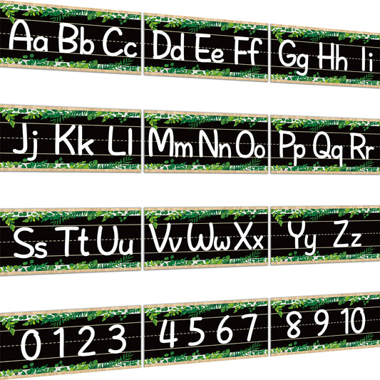 12 Pieces Alphabet Bulletin Board Strips Set Alphabet & Number Border(Simply Boho)