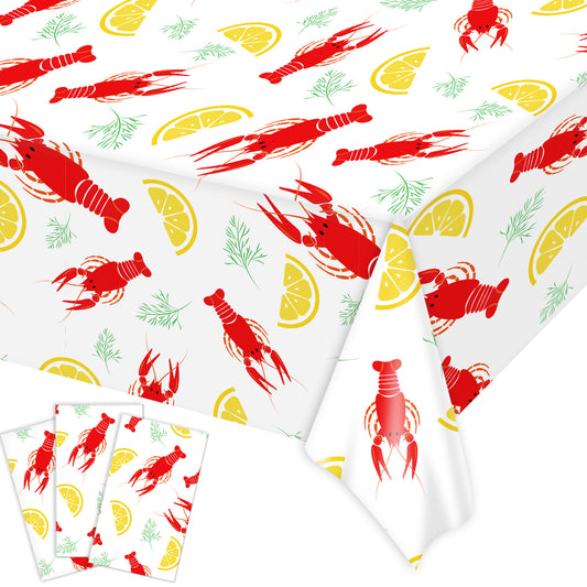 Crawfish Party Plastic Tablecloth,Set of 3