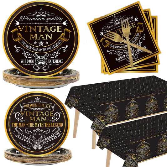 98 Pcs Vintage Aged Party Supplies for 24 Guests