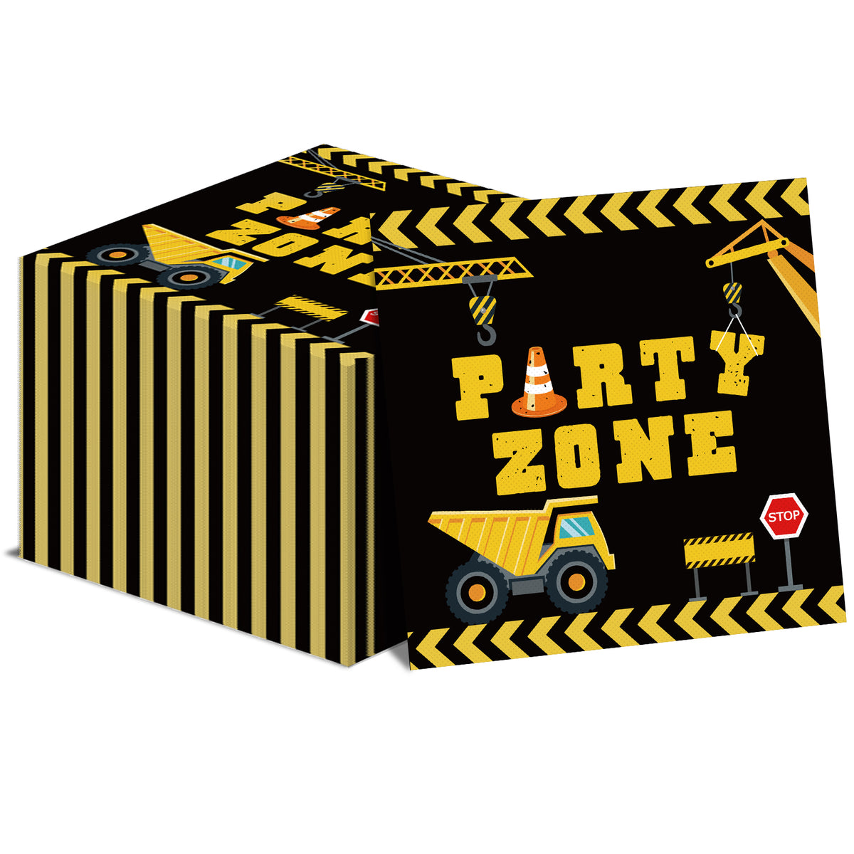 Disposable Construction Theme Party Napkins,Set of 50 Counts