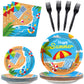 Beach Theme Party Supplies,Plates Napkins Forks Set of 96pcs