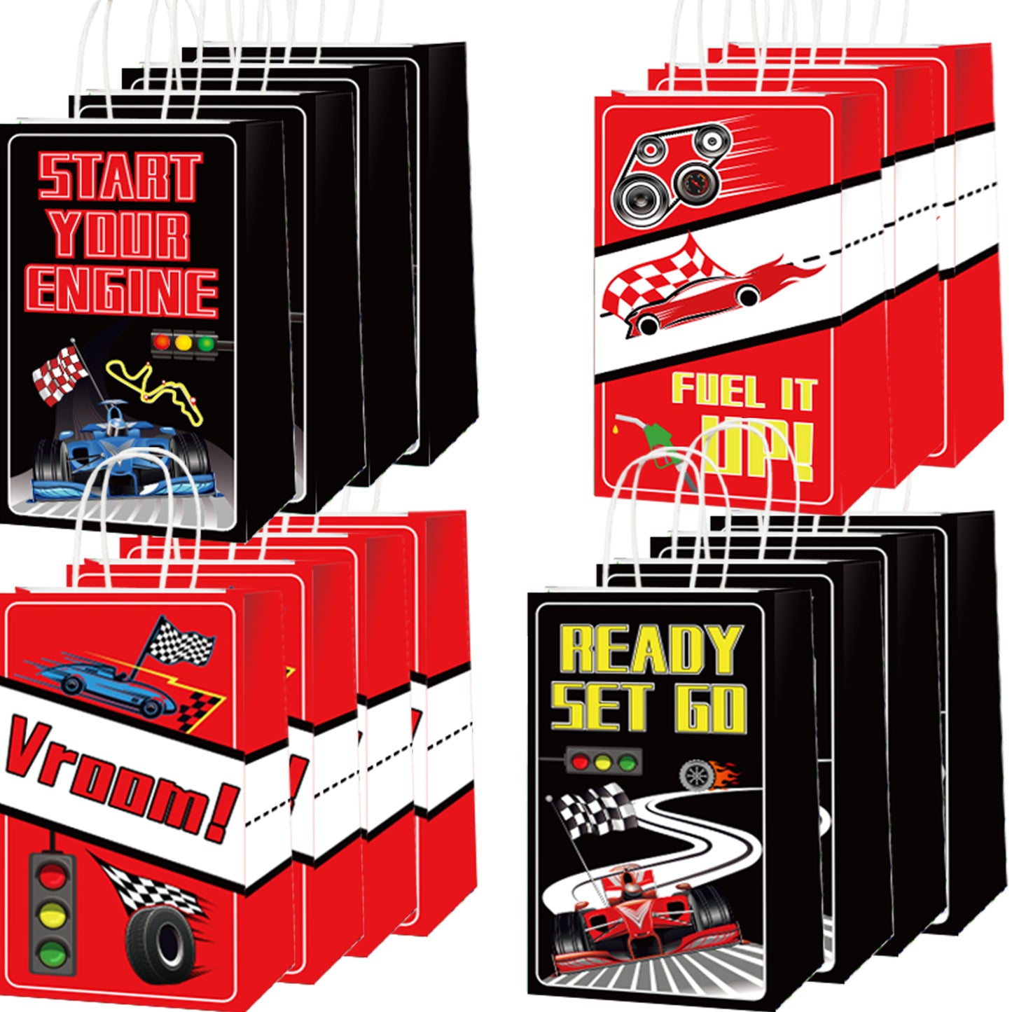 16 Pcs Racing Car Party Supplies Bags