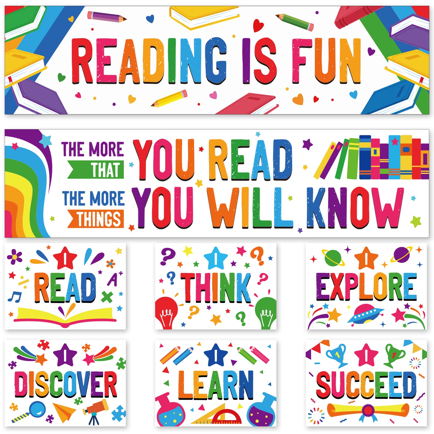 Reading Banner and Poster Set Classroom Decorations