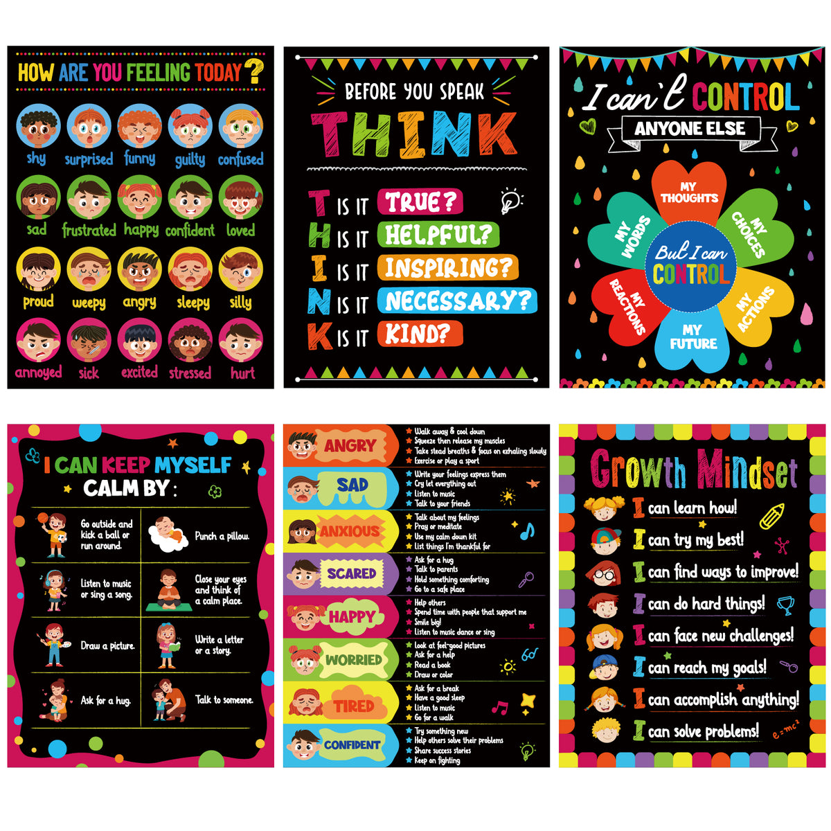 5 Pieces Feeling Management Poster Social Emotional Regulation Banner