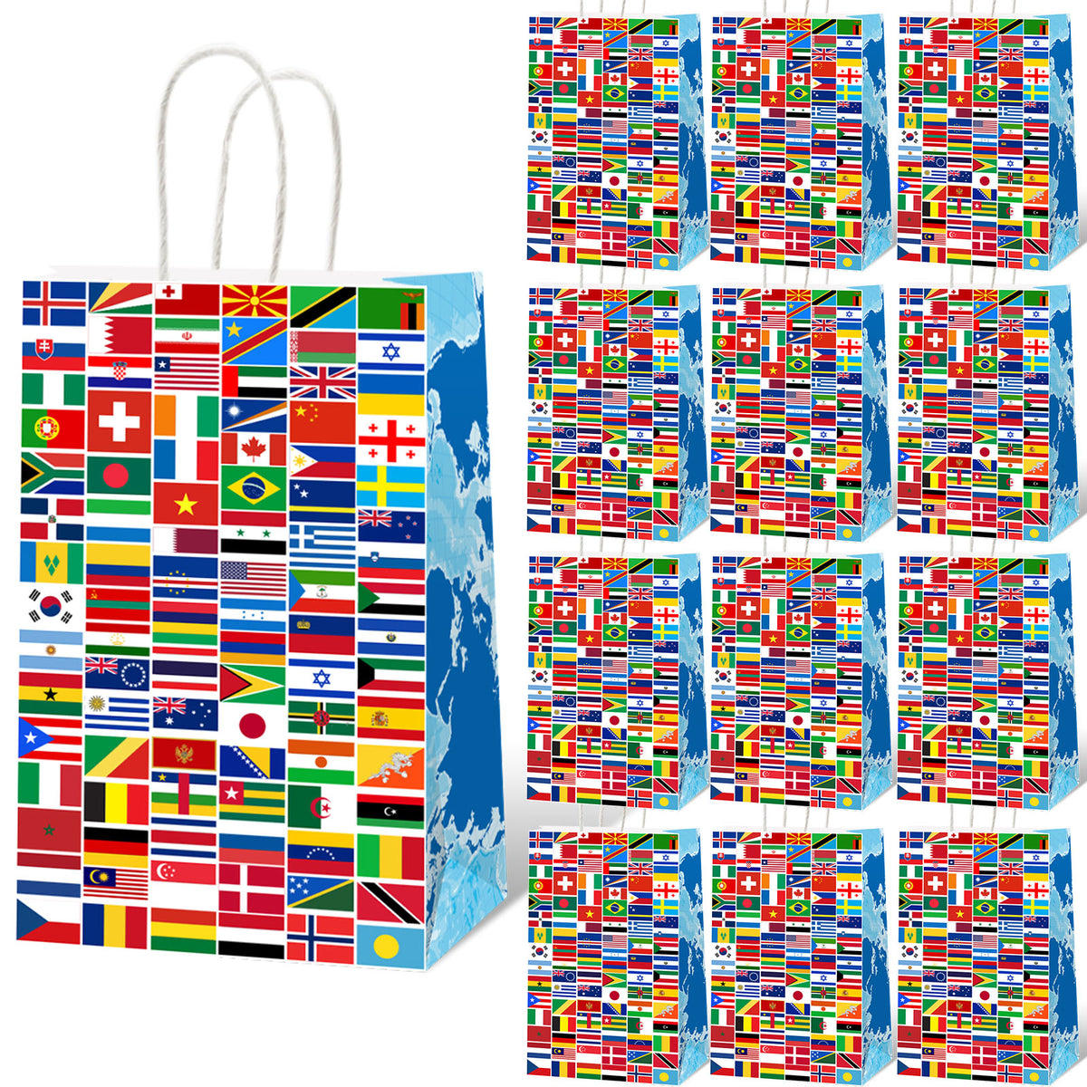 12 Pcs World Country Flags Party Supplies Bags
