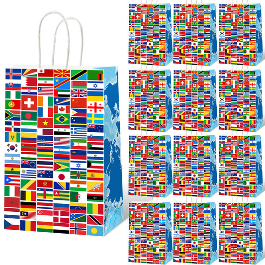 12 Pcs World Country Flags Party Supplies Bags