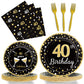 40th Birthday Theme Party Supplies,Plates Napkins Forks Set of 96pcs